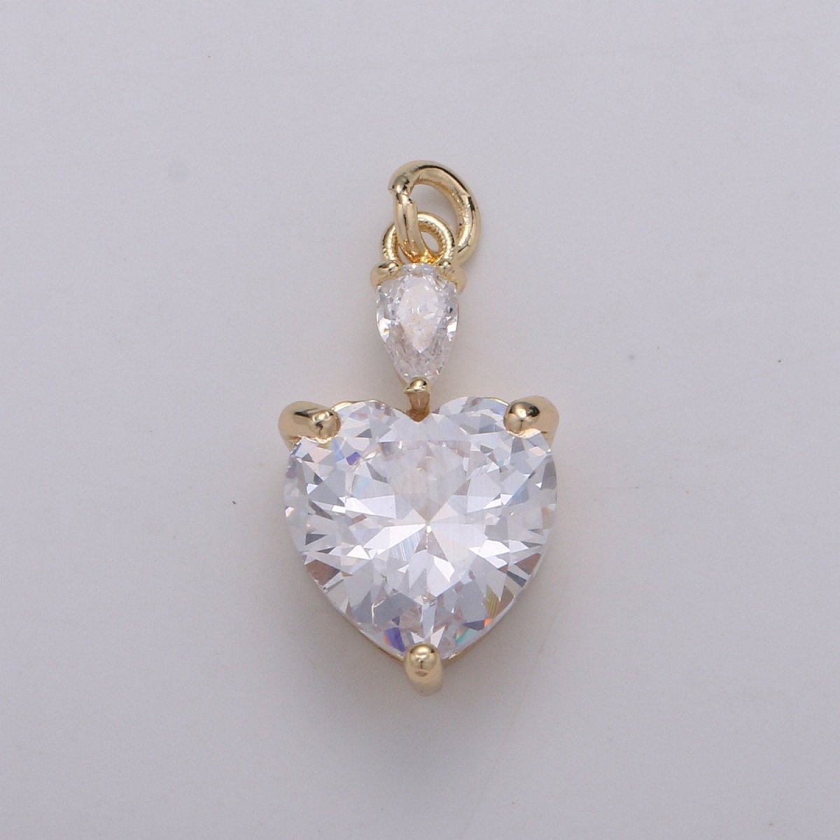Mini 24k Gold plated Pear & Heart Cubic Charms, Gold plated Love Charm, Cubic Charm ,Gold Love Lock charm Relationship Jewelry Inspired D-155