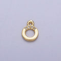 Mini 6mm Round Open Clear Micro Paved CZ Gold Charm | C-856 - DLUXCA