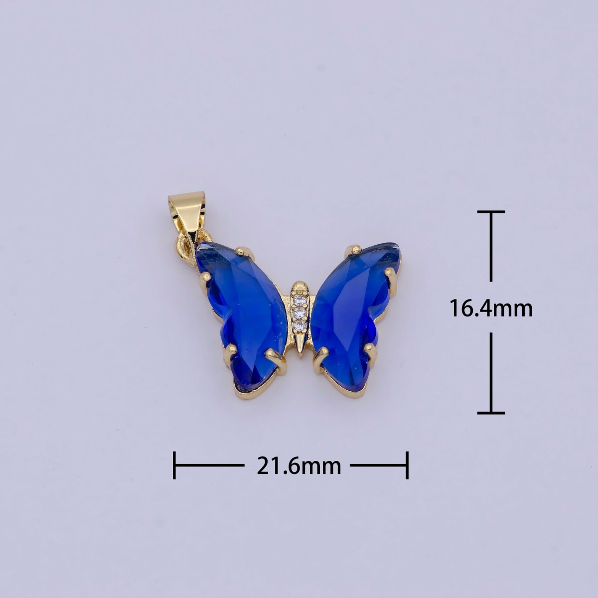 Mini Blue Butterfly Pendant in 24k Gold plated Finding I-168 - DLUXCA