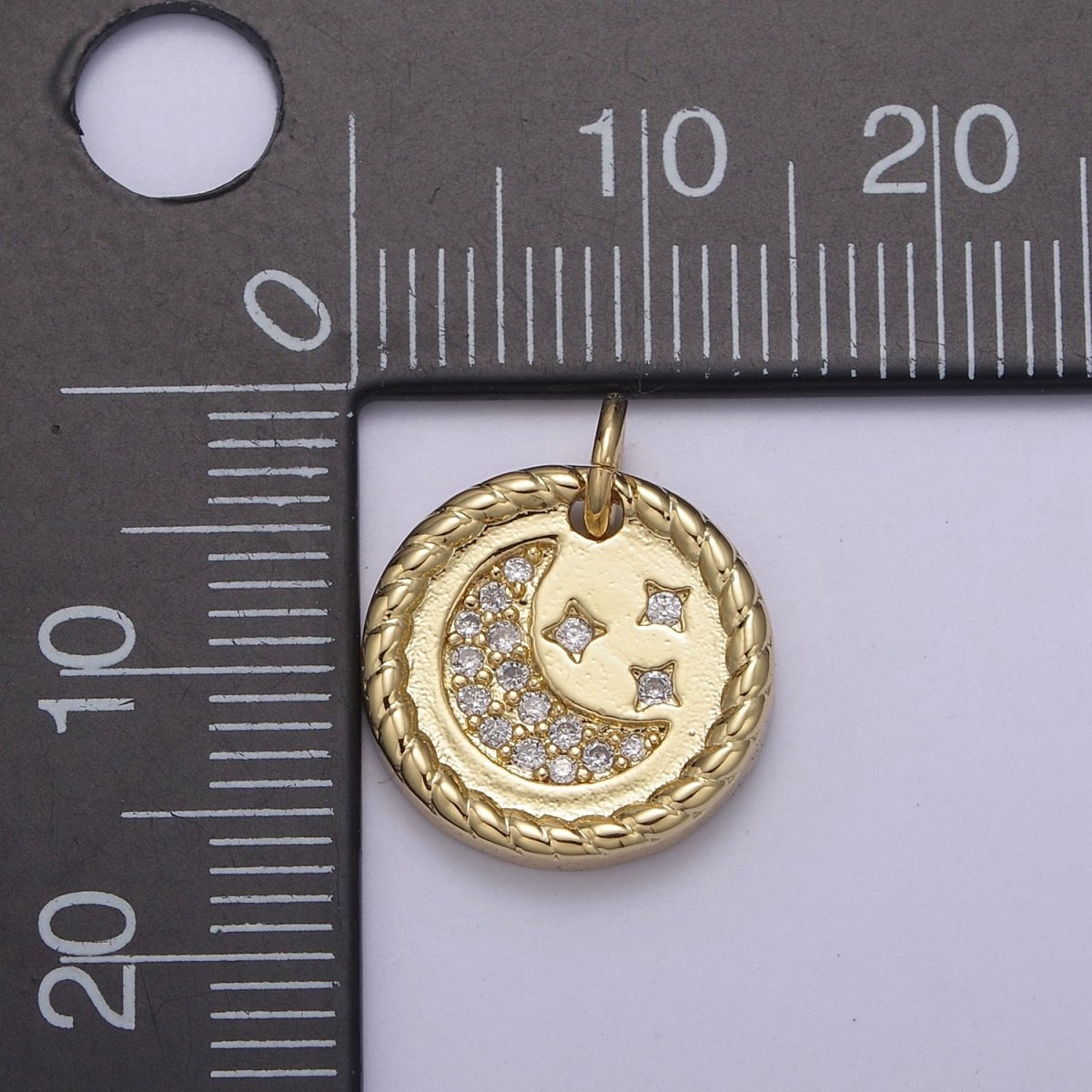 Mini Celestial Charm 14k Gold plated Crescent Moon Star Charm Add on Charm for Bracelet Necklace Earring N-810 - DLUXCA