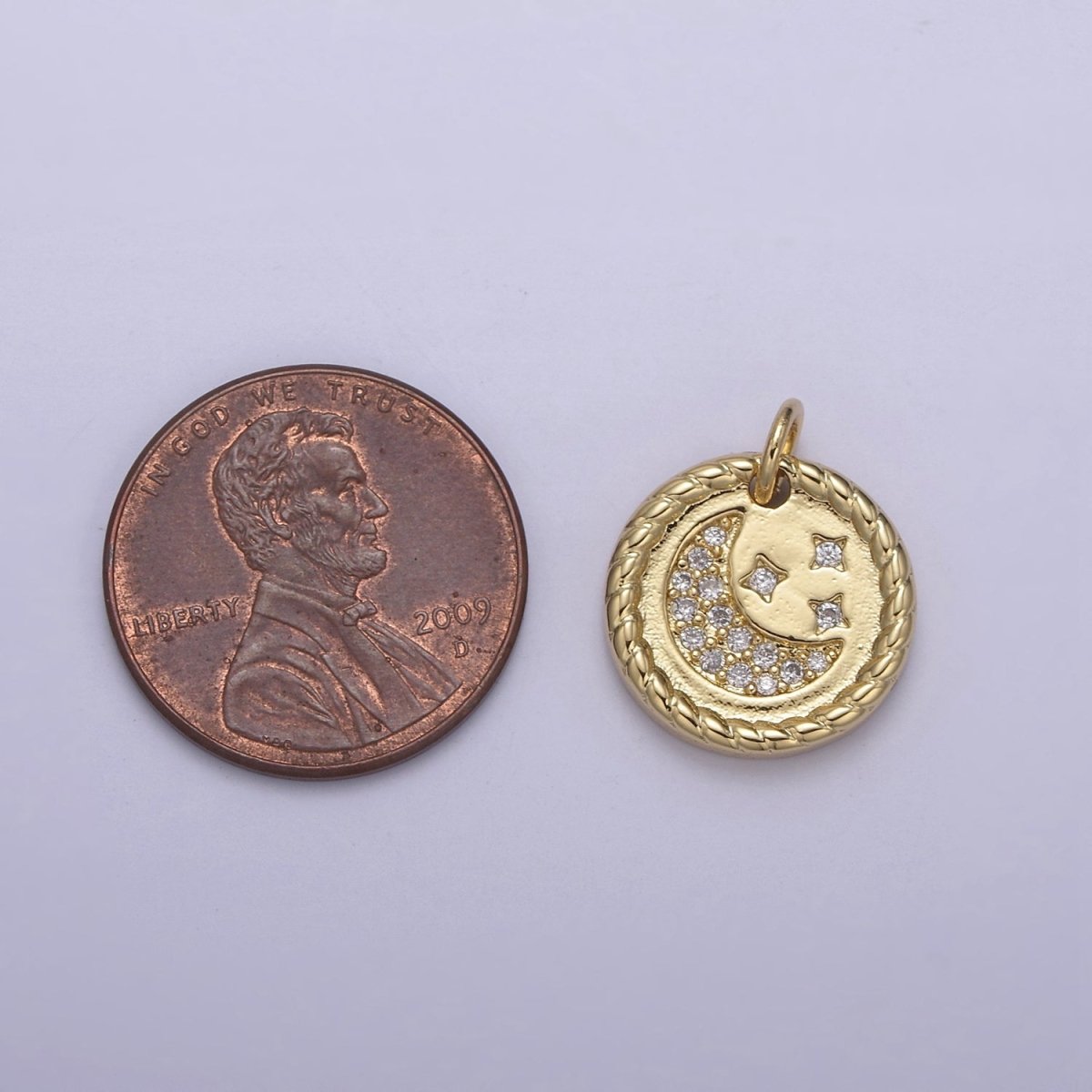 Mini Celestial Charm 14k Gold plated Crescent Moon Star Charm Add on Charm for Bracelet Necklace Earring N-810 - DLUXCA