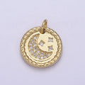 Mini Celestial Charm 14k Gold plated Crescent Moon Star Charm Add on Charm for Bracelet Necklace Earring N-810 - DLUXCA