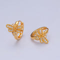 Mini Clear Butterfly Earring Gold Huggie Earring 24k Gold plated T-452 - DLUXCA