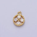 Mini Clear Round Cubic Zirconia CZ Gold Charm | C-853 - DLUXCA
