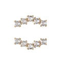 Mini Connected Crystal String Studs Earring CZ Crystal Stones Lining on Daily Wear Earring Jewelry P-196 - DLUXCA
