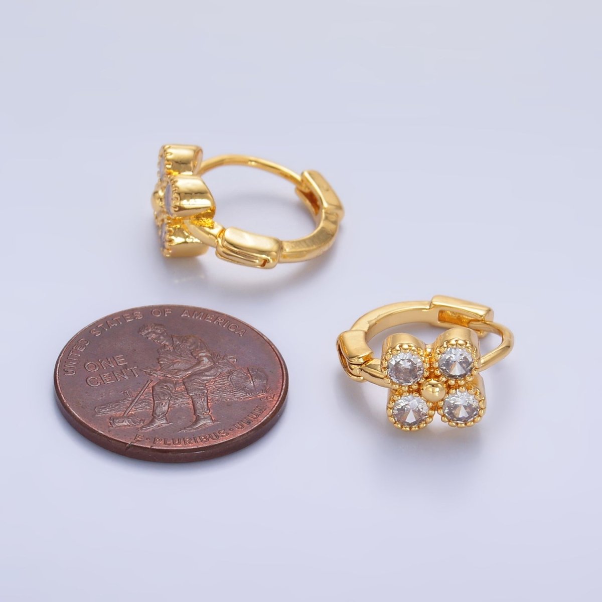 Mini Cubic Flower CZ Huggie Earring | AB - 702 