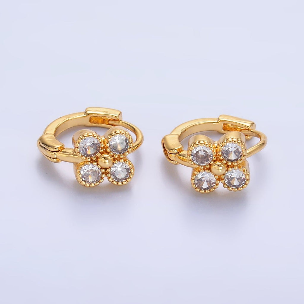 Mini Cubic Flower CZ Huggie Earring | AB - 702 