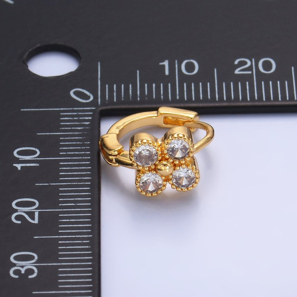 Mini Cubic Flower CZ Huggie Earring | AB - 702 