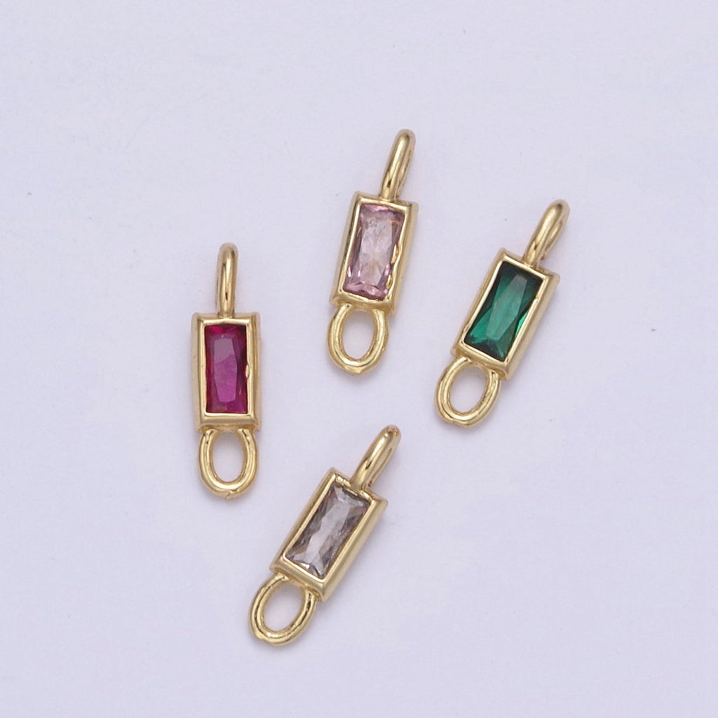 Mini Cz Charm 13.2x3.6mm Cubic Zirconia Link Connectors for jewelry Making Earring Necklace Bracelet connectors F-701~F-704 - DLUXCA