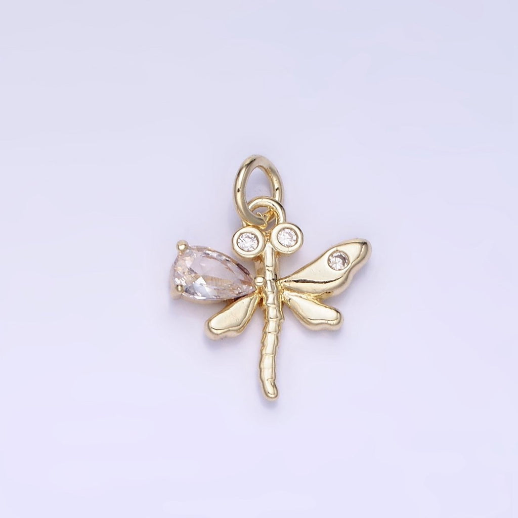 Mini Dragon Fly Charm 14K Gold plated Insect Pendant | AG-673 - DLUXCA