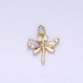 Mini Dragon Fly Charm 14K Gold plated Insect Pendant | AG-673 - DLUXCA