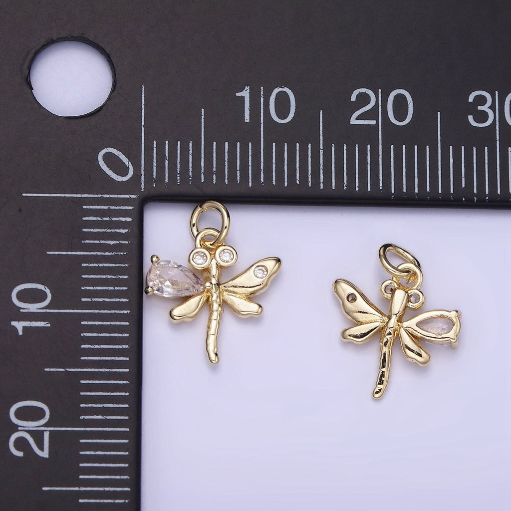 Mini Dragon Fly Charm 14K Gold plated Insect Pendant | AG-673 - DLUXCA