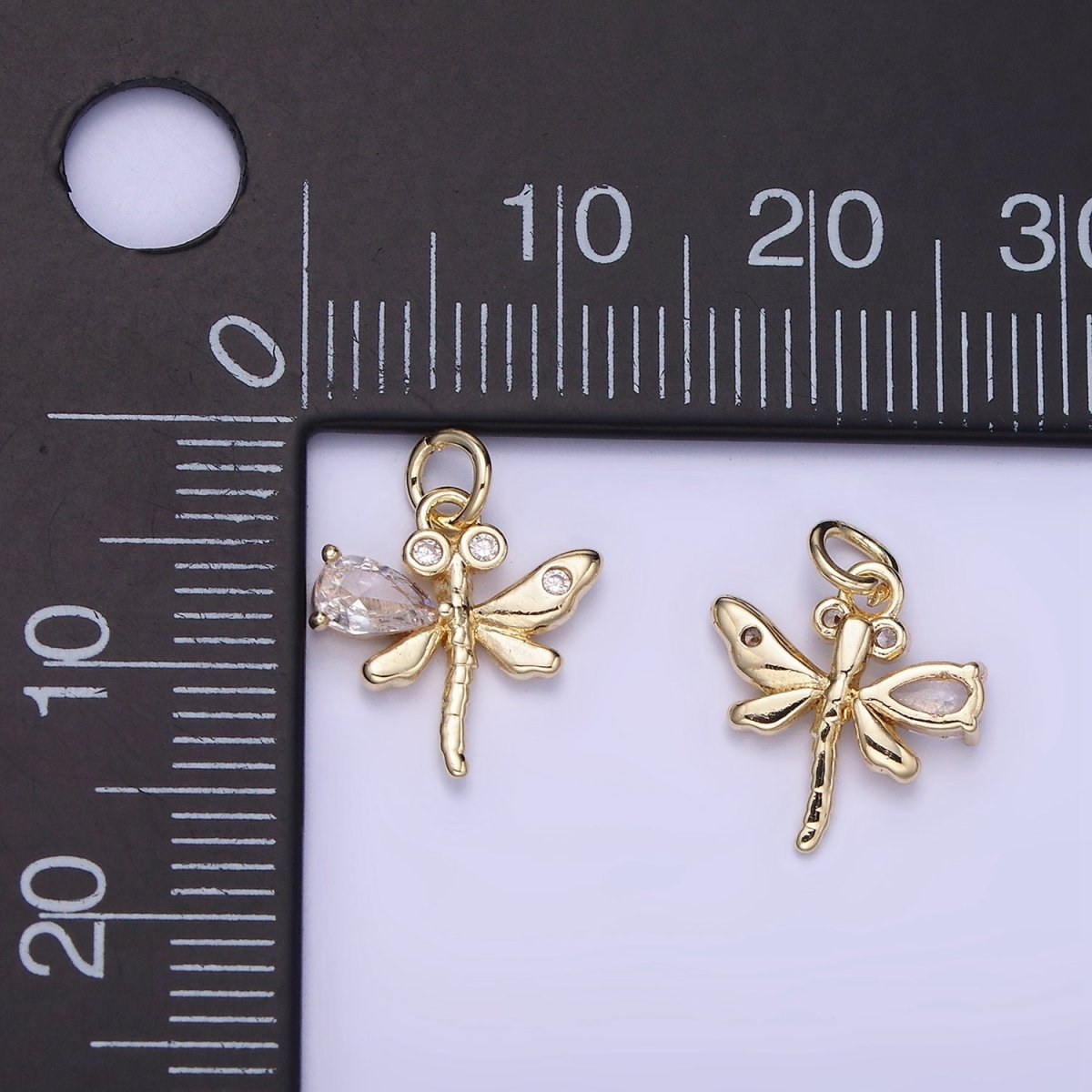 Mini Dragon Fly Charm 14K Gold plated Insect Pendant | AG-673 - DLUXCA