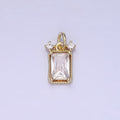 Mini Emerald Cut Charm CZ gold plated set with cubic zirconia accent | AG667 - DLUXCA
