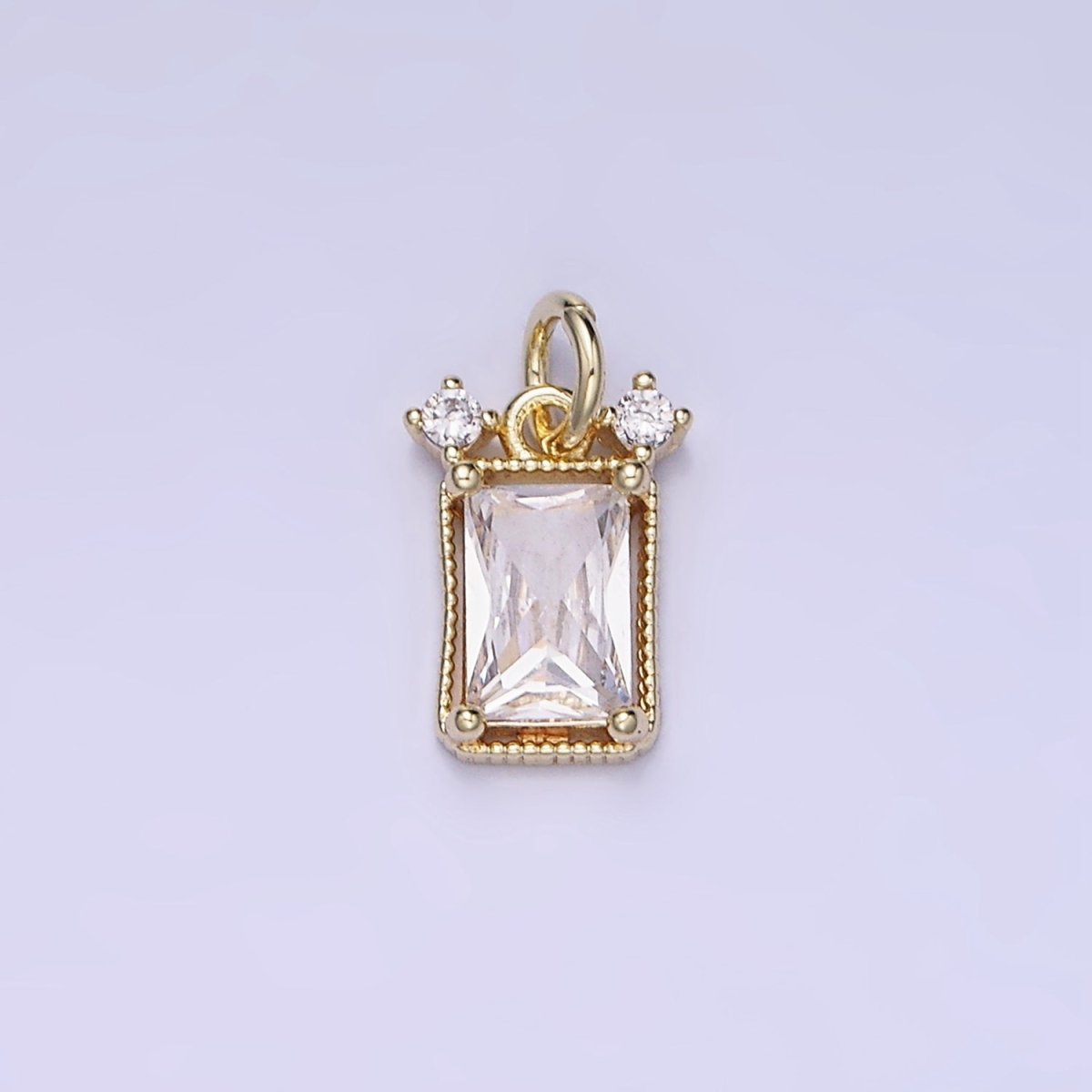 Mini Emerald Cut Charm CZ gold plated set with cubic zirconia accent | AG667 - DLUXCA