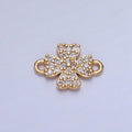 Mini Four Leaf Clover Charms for Necklace Earring Making Supplies 14K Gold plated Micro Pave Lucky Charm Connector G-933 - DLUXCA