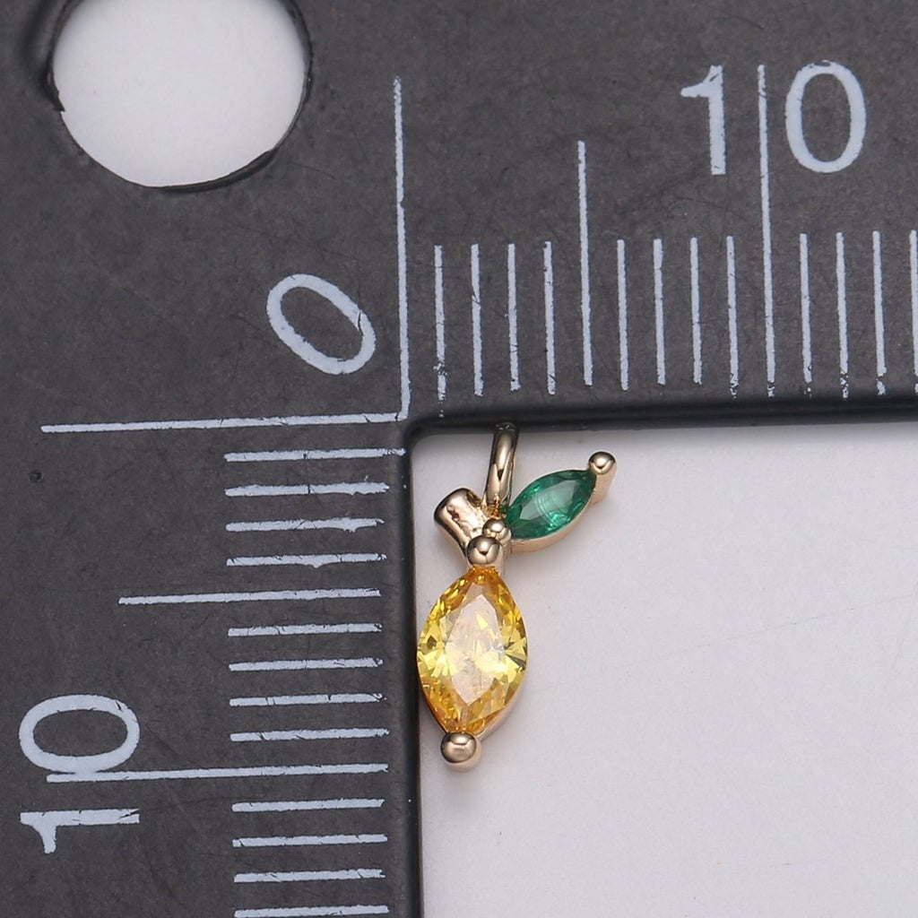 Mini Fruit Charm 18k Gold plated Yellow Charm for Bracelet Necklace Earring Component Fresh Fruity Charming Fruit Collection - DLUXCA