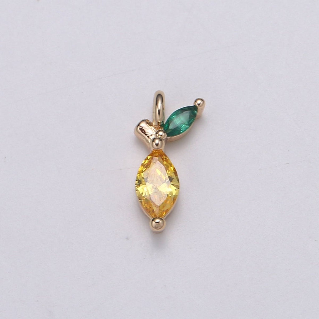 Mini Fruit Charm 18k Gold plated Yellow Charm for Bracelet Necklace Earring Component Fresh Fruity Charming Fruit Collection - DLUXCA