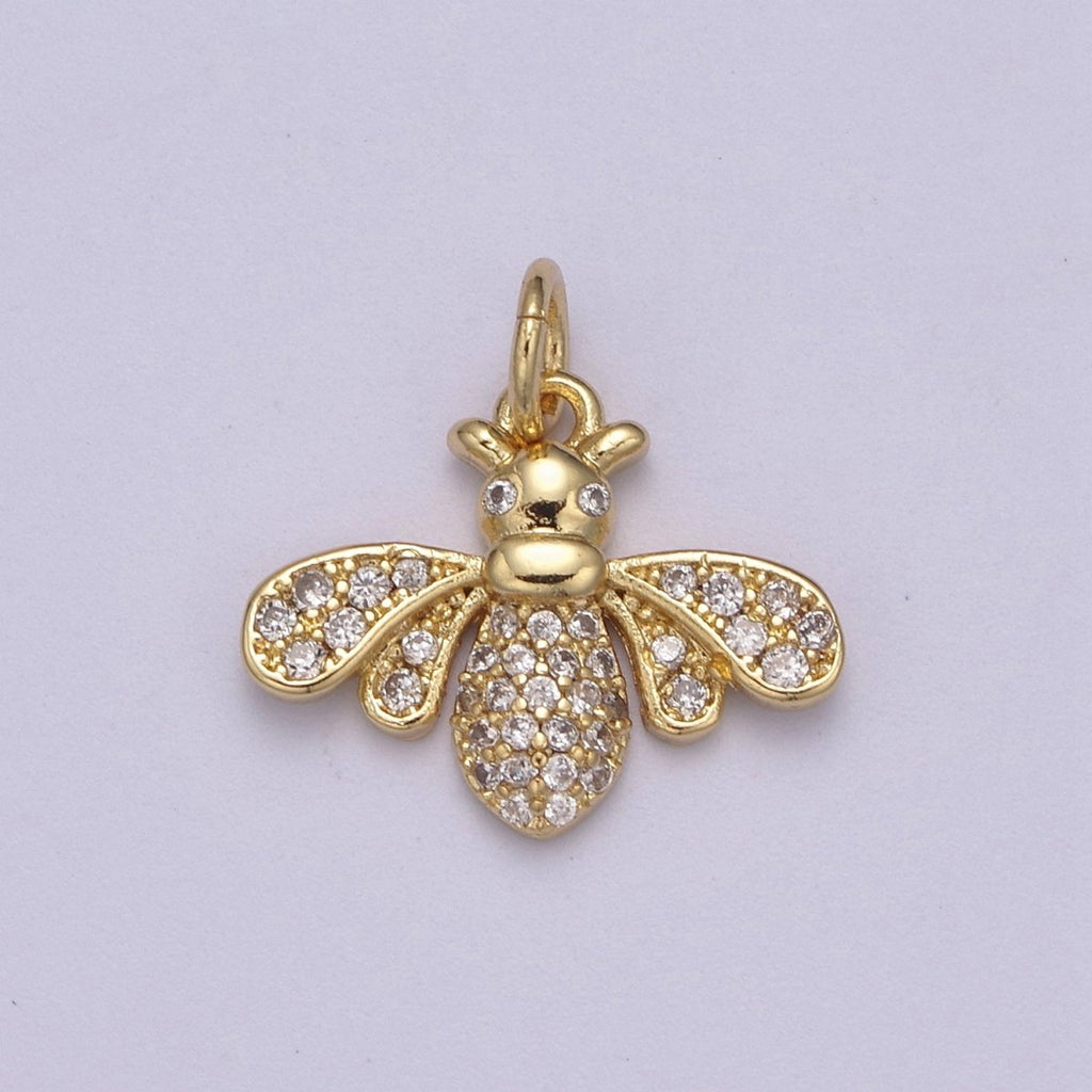 Mini gold bee pendant 14k gold plated queen honey bee Charm Best Friend Minimalist Layering Necklaces N-388 - DLUXCA