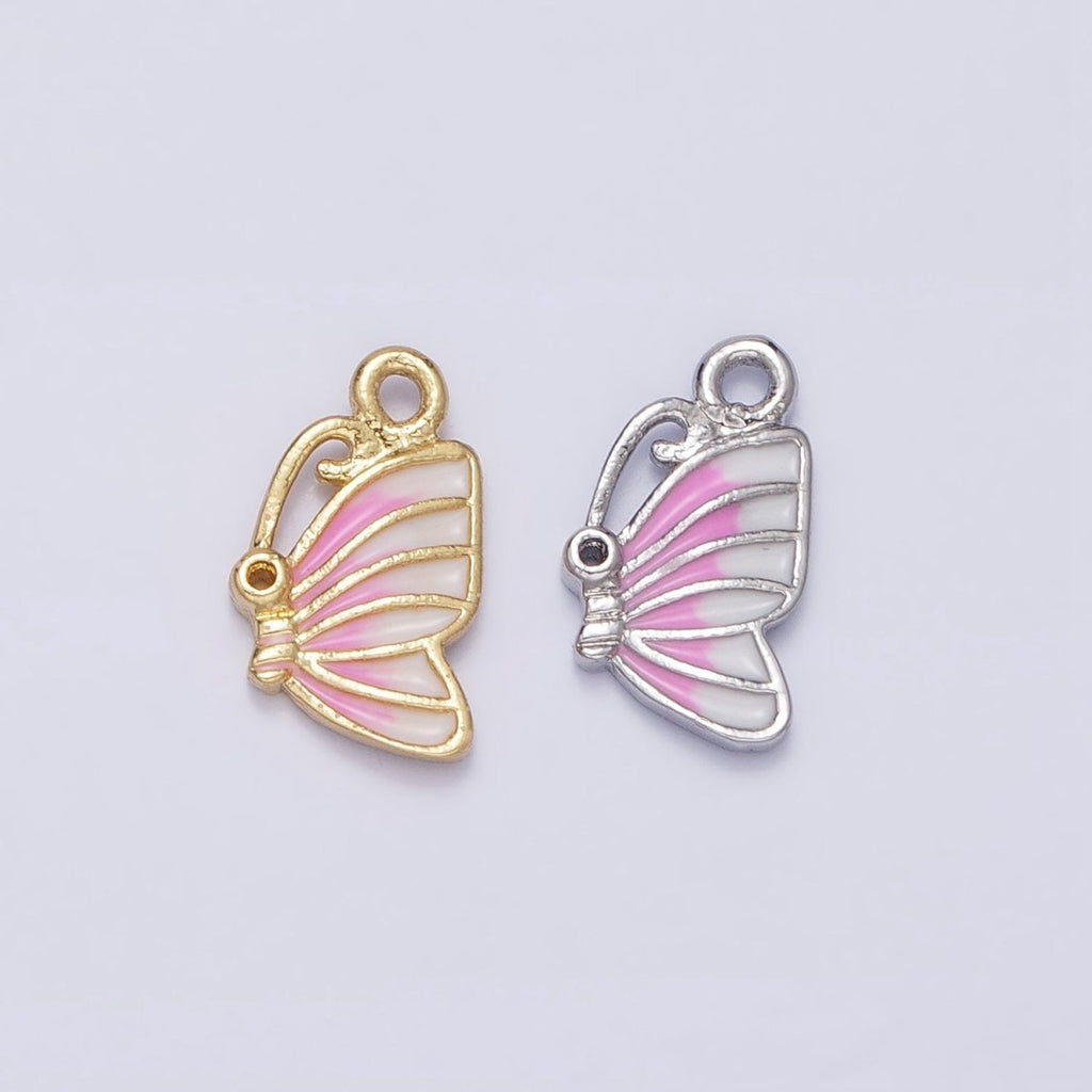 Mini Gold Butterfly Charm Pink Ombre Enamel Mariposa Charm AC418 AC419