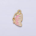 Mini Gold Butterfly Charm Pink Ombre Enamel Mariposa Charm AC418 AC419