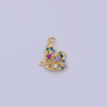 Mini Gold Butterfly Charm with Multi Color Cubic Zirconia Stone N-922 - DLUXCA