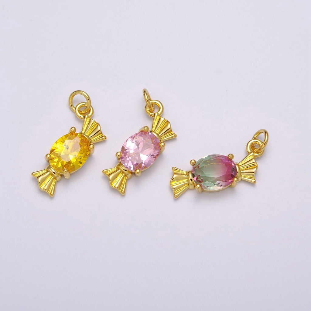 Mini Gold candy Charm necklace wrapped sweets love charm petite food pendant small fun simple delicate dainty gift, M-842-M-844