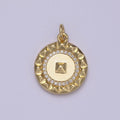 Mini Gold Coin Charm Micro Pave Round Geometric Pendant N-916 - DLUXCA