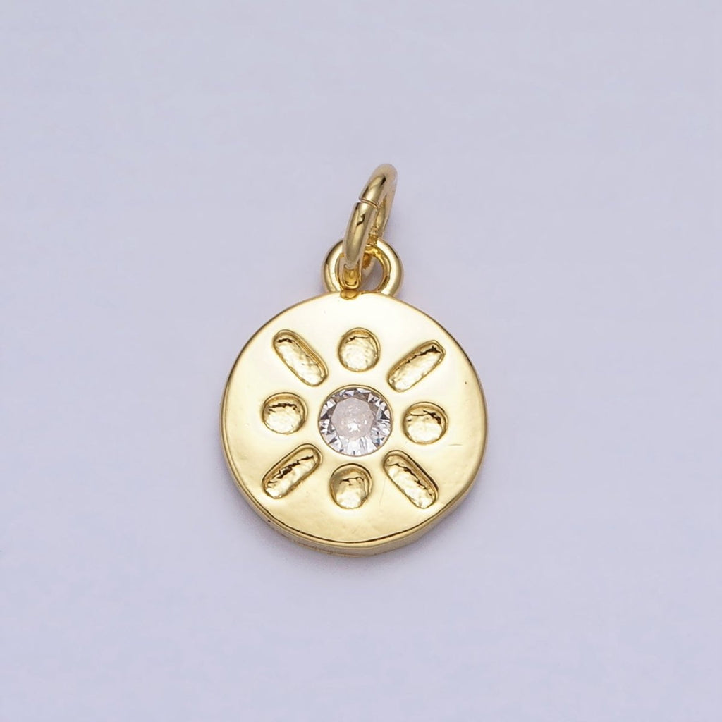 Mini Gold Coin Charm Sun Charm CZ Bohemian Jewelry AC655 - DLUXCA