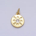 Mini Gold Coin Charm Sun Charm CZ Bohemian Jewelry AC655 - DLUXCA