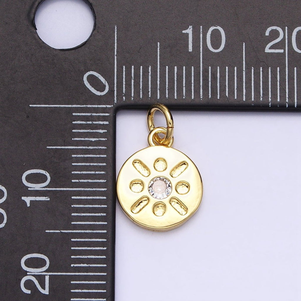 Mini Gold Coin Charm Sun Charm CZ Bohemian Jewelry AC655 - DLUXCA