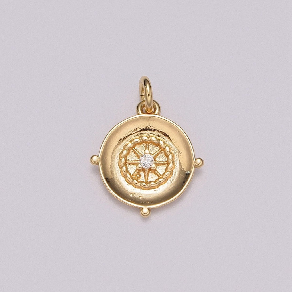Mini Gold Compass Charm Micro Pave North Star Charm Minimalist Jewelry Pendant for Necklace Bracelet Component M-787 - DLUXCA