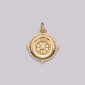 Mini Gold Compass Charm Micro Pave North Star Charm Minimalist Jewelry Pendant for Necklace Bracelet Component M-787 - DLUXCA