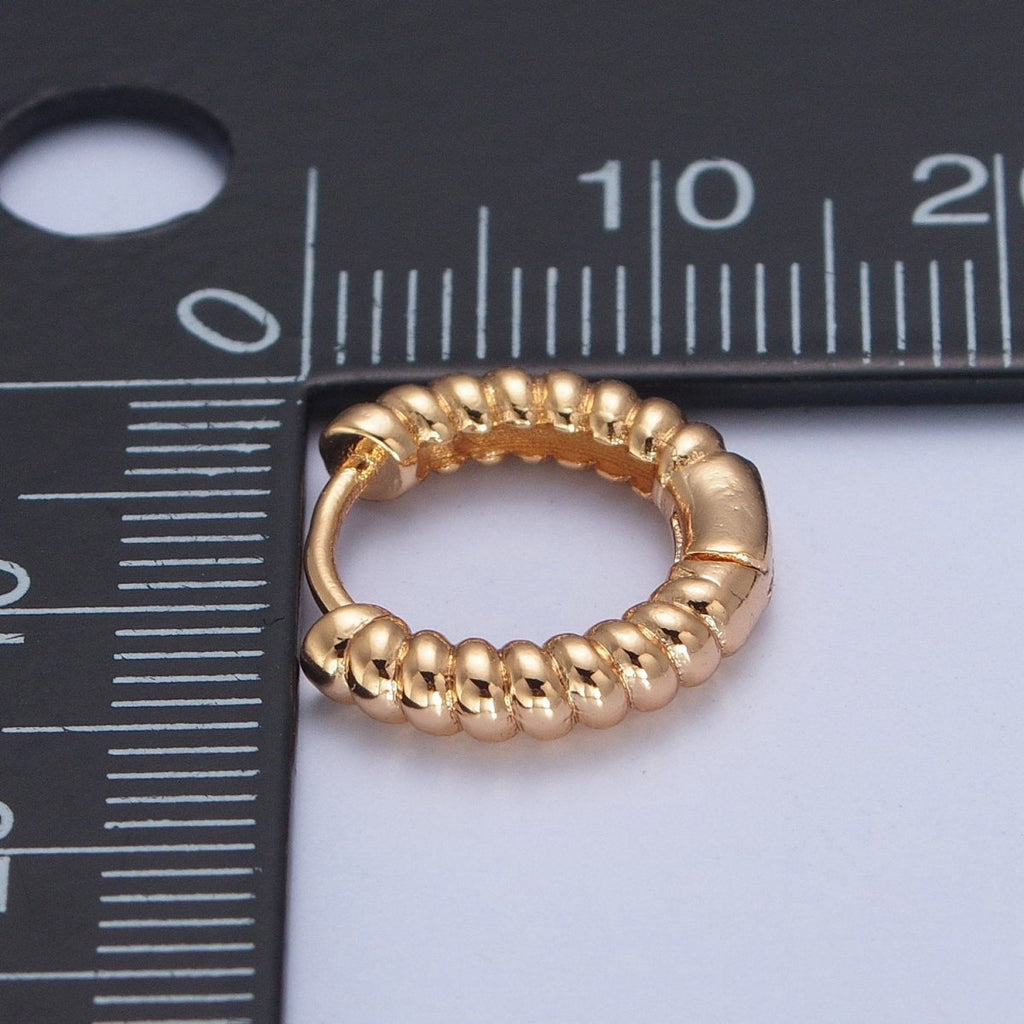 Mini Gold Croissant Twist Hoops Earrings P-398 - DLUXCA