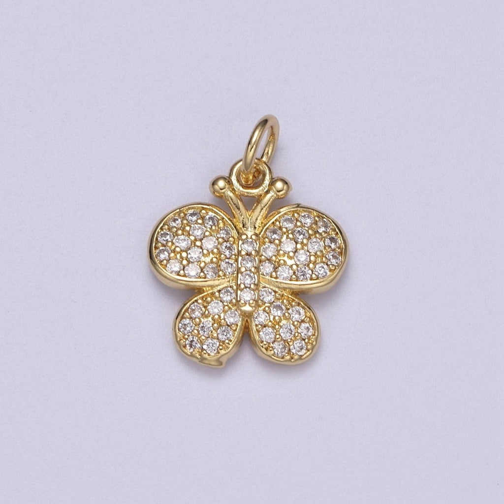 Mini Gold plated Butterfly Charm Cubic Insect Mariposa Monarch Pendant N-266 - DLUXCA