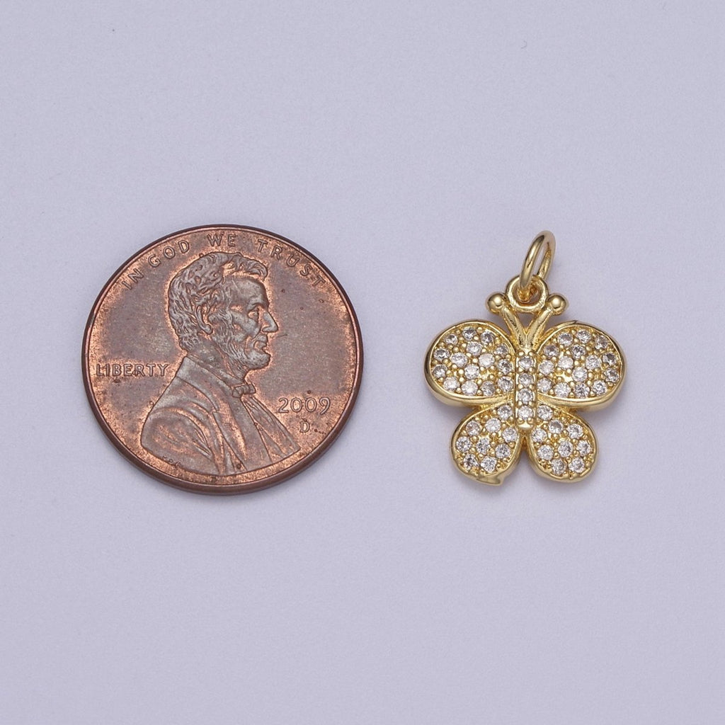Mini Gold plated Butterfly Charm Cubic Insect Mariposa Monarch Pendant N-266 - DLUXCA