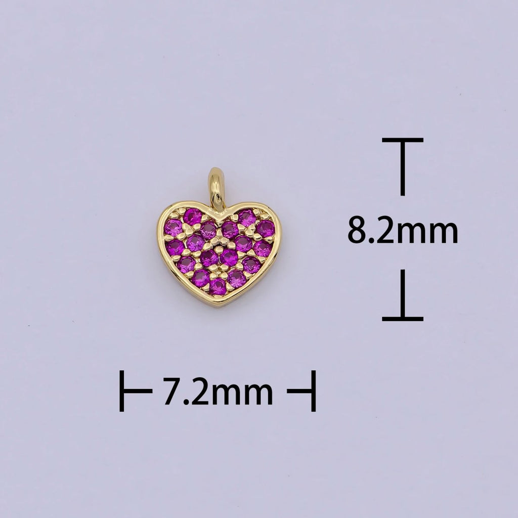 Mini Gold plated Heart Charm Fuchsia Pink Love Charm W-168 - DLUXCA