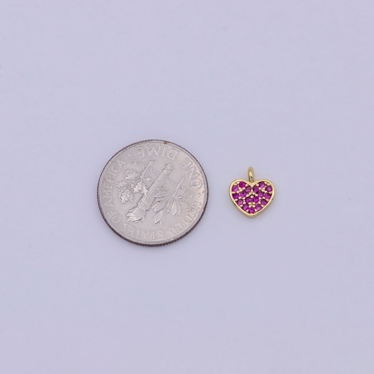Mini Gold plated Heart Charm Fuchsia Pink Love Charm W-168 - DLUXCA