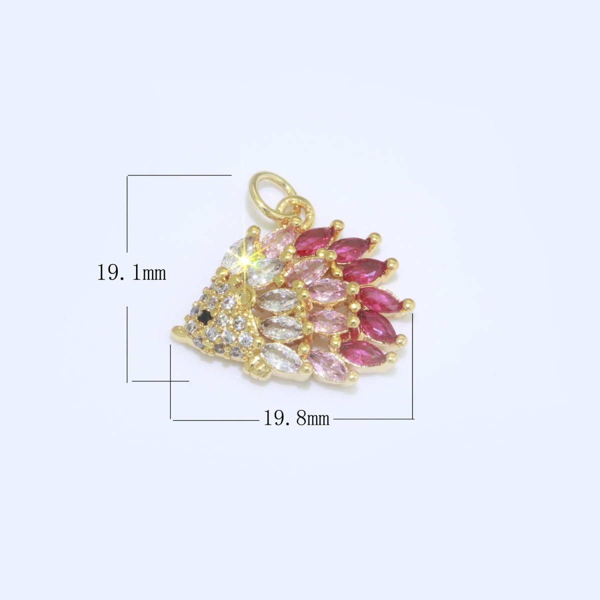 Mini Gold plated Hedgehog Charm, Hedgehog Jewelry, Wild Animal Lover Jewelry Gift Micro Pave Cz Porcupine Charm M - 695 - DLUXCA