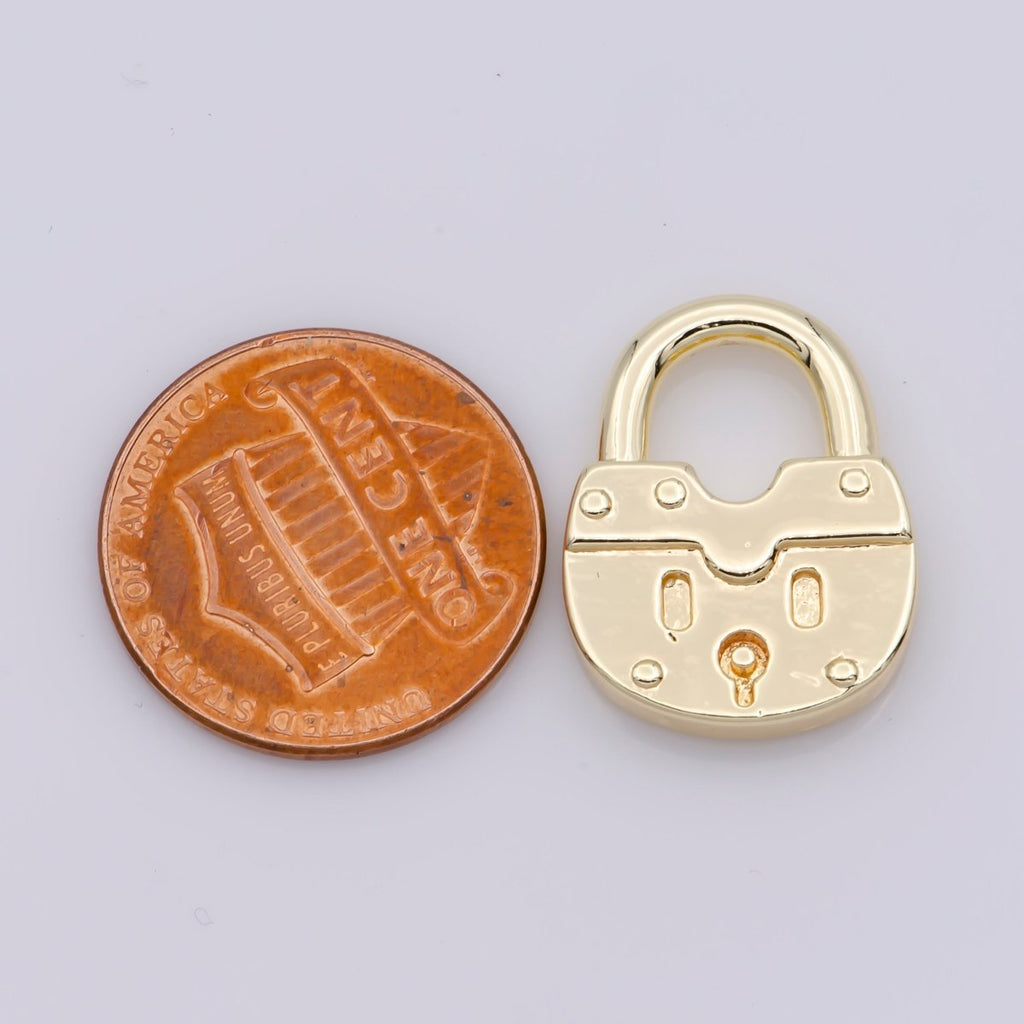 Mini Gold plated Padlock Charm M-539 - DLUXCA