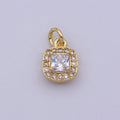 Mini Gold plated Square CZ charm Dangle square Micro Pave charm M-921 - DLUXCA