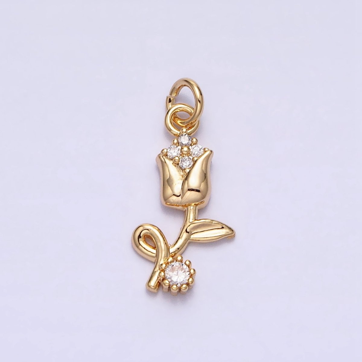 14K Gold plated Rose Flower Mini Add-On Charm in Gold & Silver | AC500 AC501