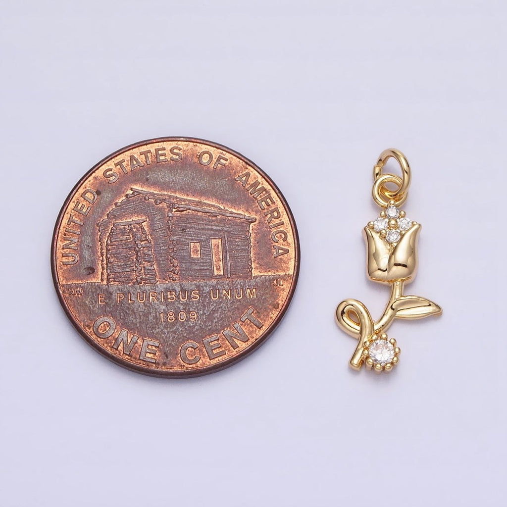14K Gold plated Rose Flower Mini Add-On Charm in Gold & Silver | AC500 AC501