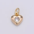Mini Gold Heart Charm Tiny CZ Charm - Gold Love Charm with cubic zirconia for Bracelet, Necklace Earring Relationship Jewelry D-393 - DLUXCA