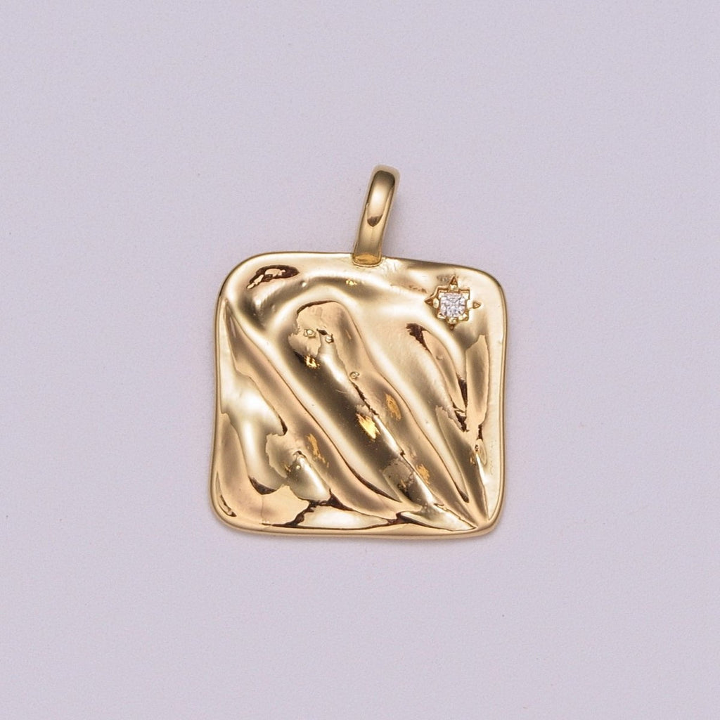 Mini Gold Heirloom Charm Micro Pave Star Charm Minimalist Jewelry Pendant for Necklace Bracelet Component M-785 - DLUXCA