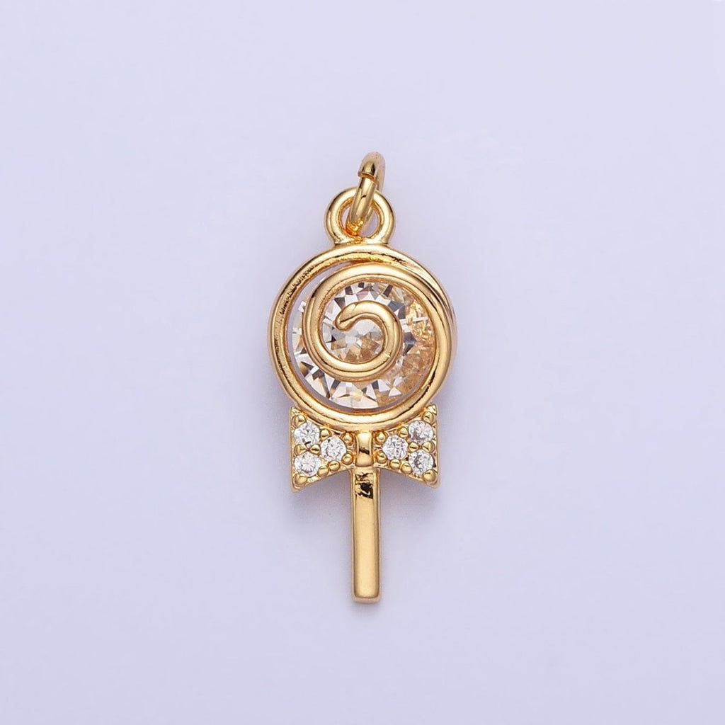 Mini Gold Lollipop Charm Silver Candy Charm Bracelet Charm, Earring Charm, Necklace Charm, Sweety Charm, Lollipop Candy Charm
