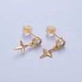 Mini Gold North Star Stud Earring Dangle Celestial Jewelry T-470 - DLUXCA