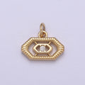 Mini Gold Octagon CZ Charm Add on Charm for Bracelet Necklace N-298 - DLUXCA