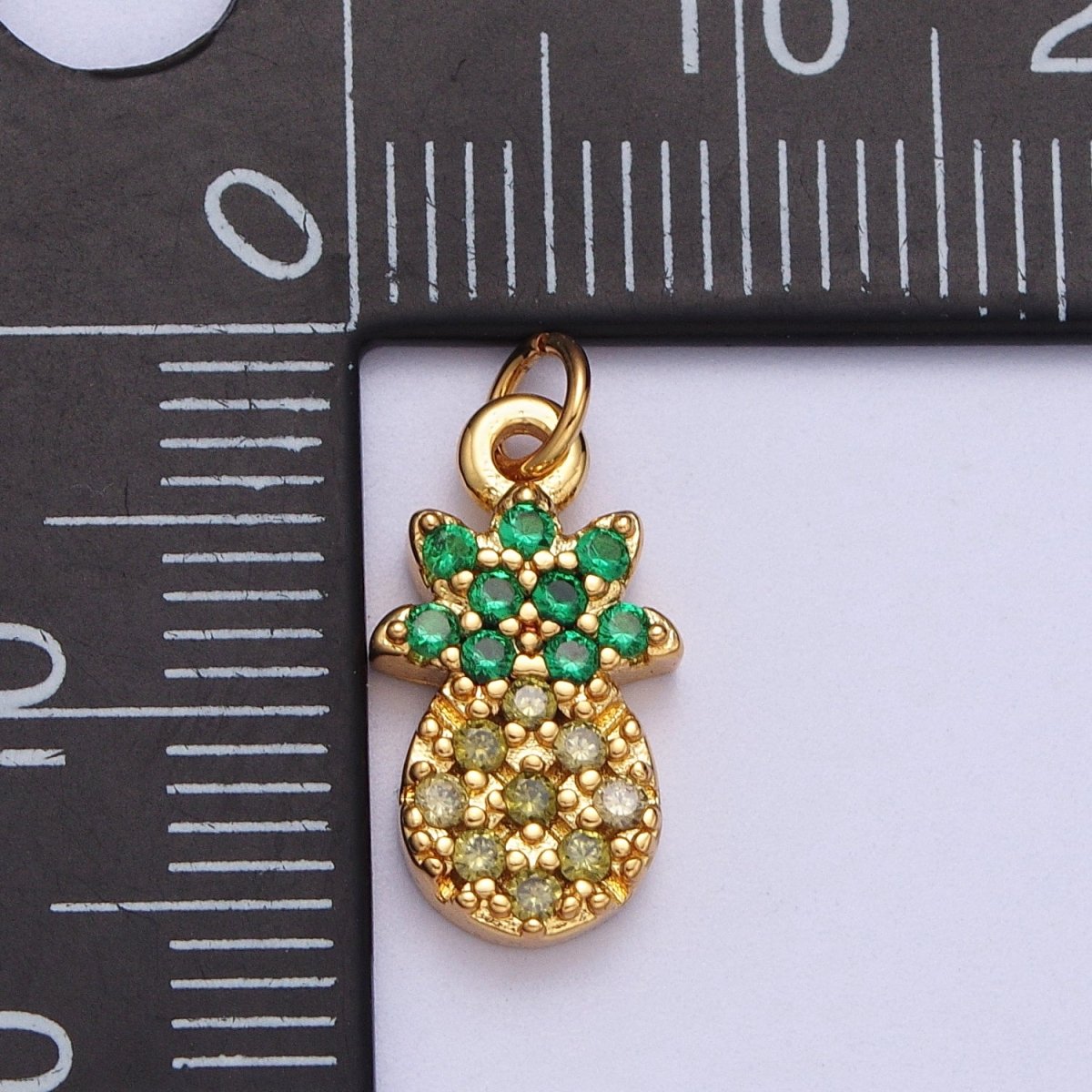 Mini Gold Pineapple Charm Hawaii tropical island summer fruit food charm Dole Charm 24k Gold plated Add on Charm Bracelet Necklace AC028