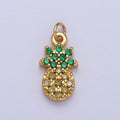 Mini Gold Pineapple Charm Hawaii tropical island summer fruit food charm Dole Charm 24k Gold plated Add on Charm Bracelet Necklace AC028